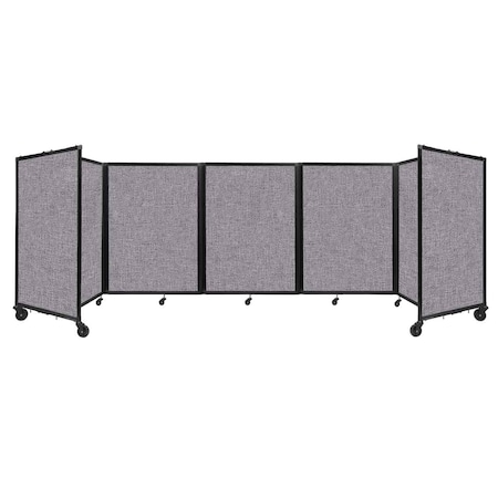 Versare Room Divider 360 Folding Portable Partition 14' x 4' Cloud Gray Fabric 1148508
